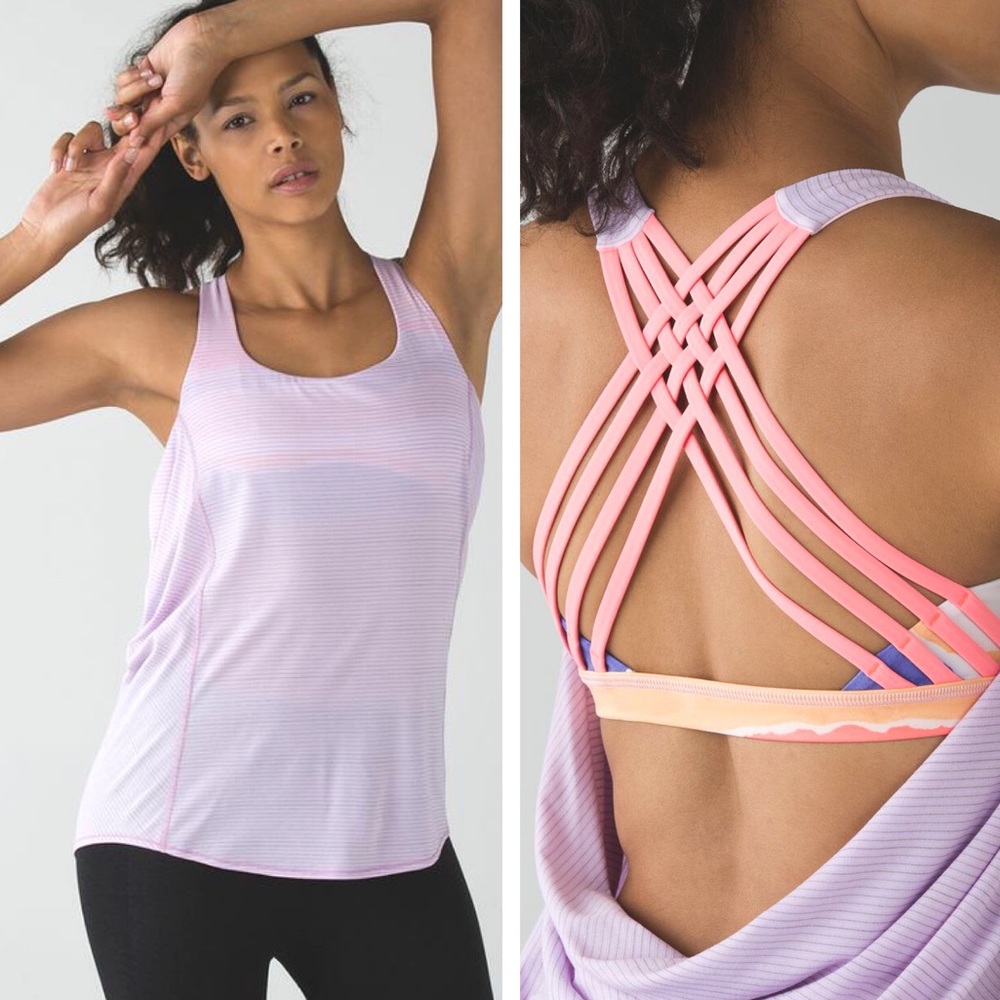 EUC Lululemon Wild Tank Pale Purple & Neon Orange